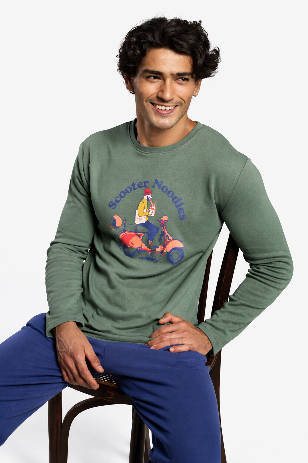 Pyjama long homme molletonné imprimé Scooter Noodles