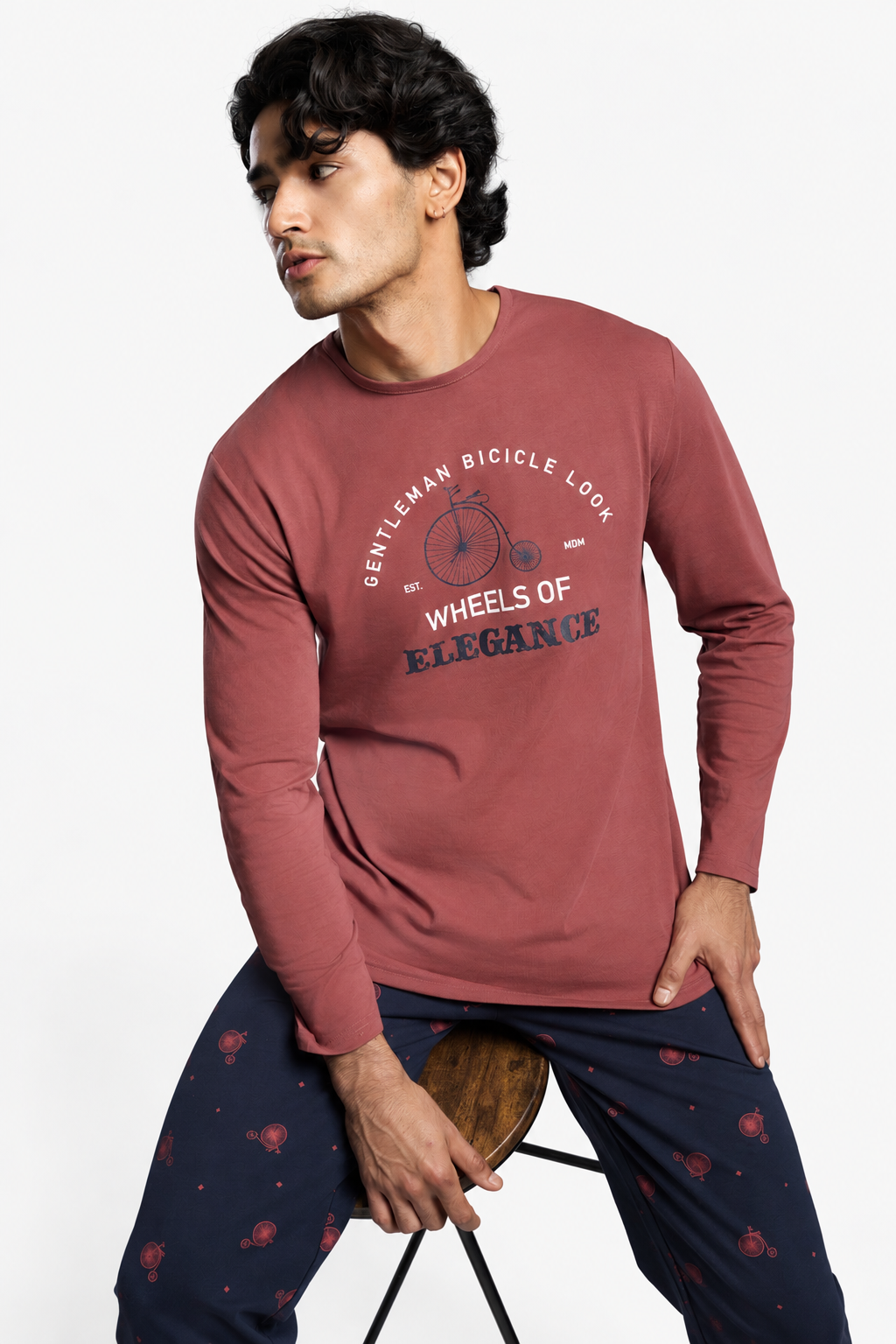 Pyjama long homme coton imprimé Gentleman Bicycle Look