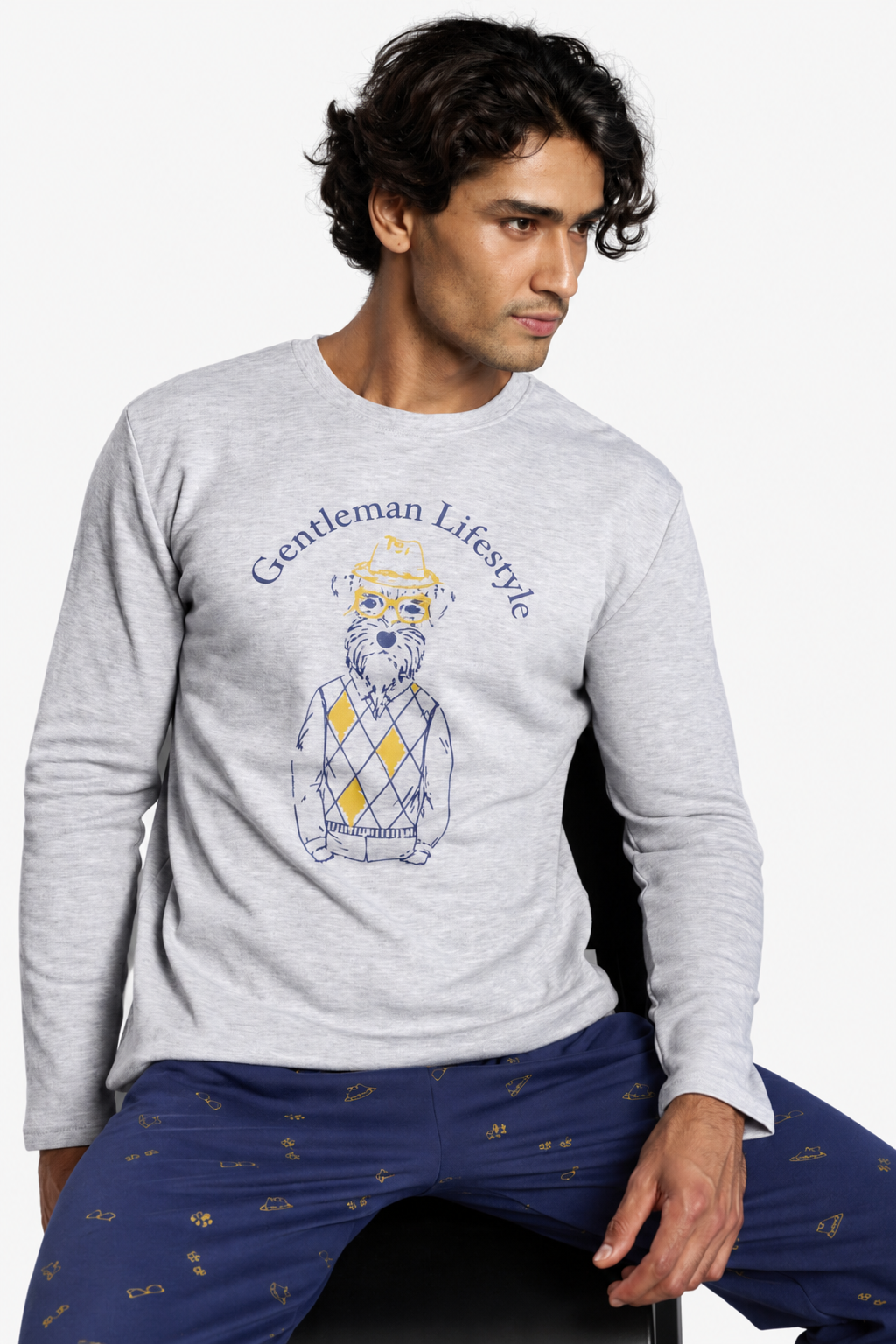 Pyjama long homme molletonné imprimé Gentleman Lifestyle
