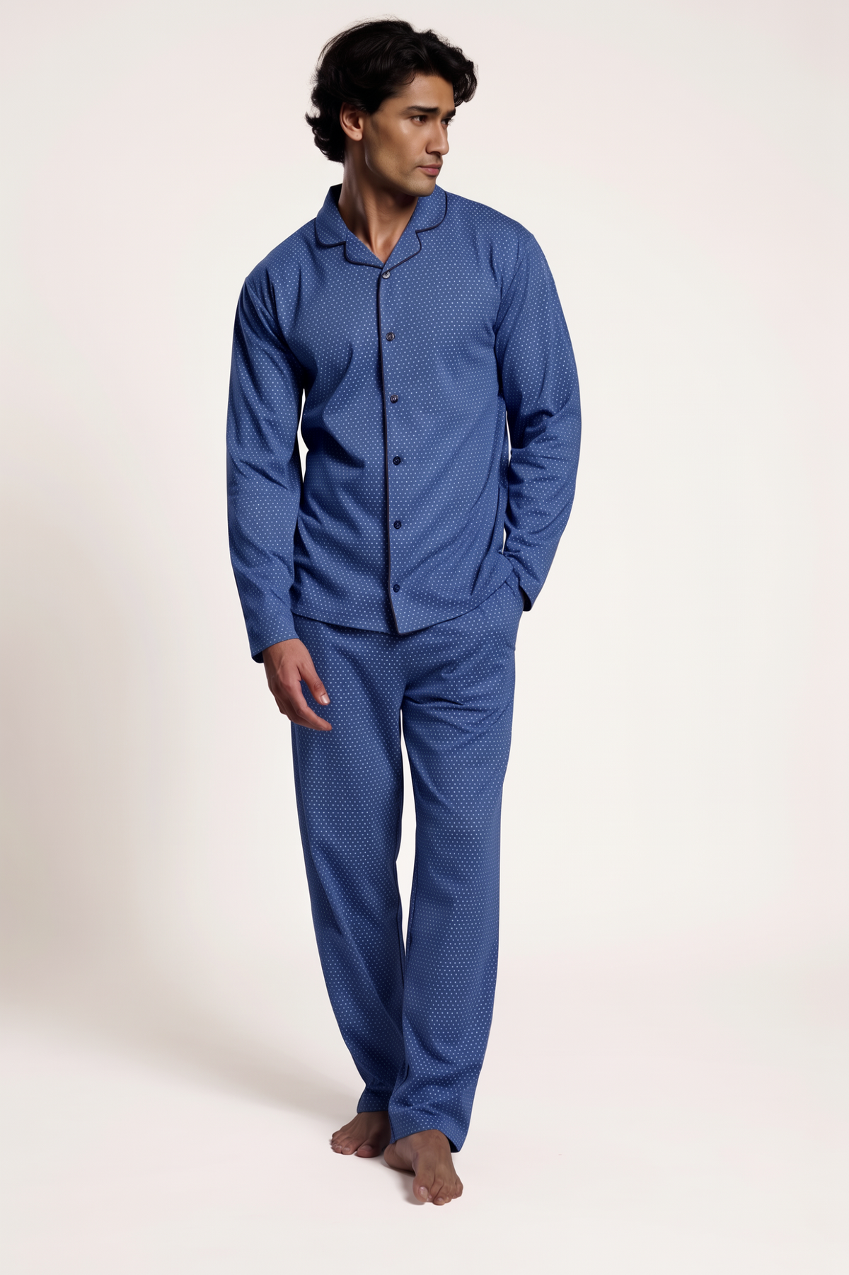 Pyjama chemise long homme coton imprimé