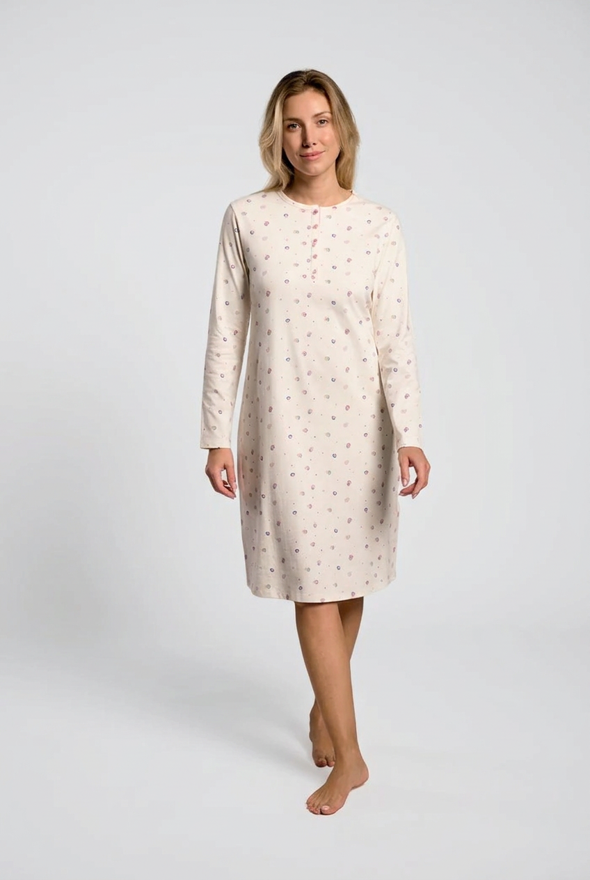 Chemise de nuit femme coton à pois