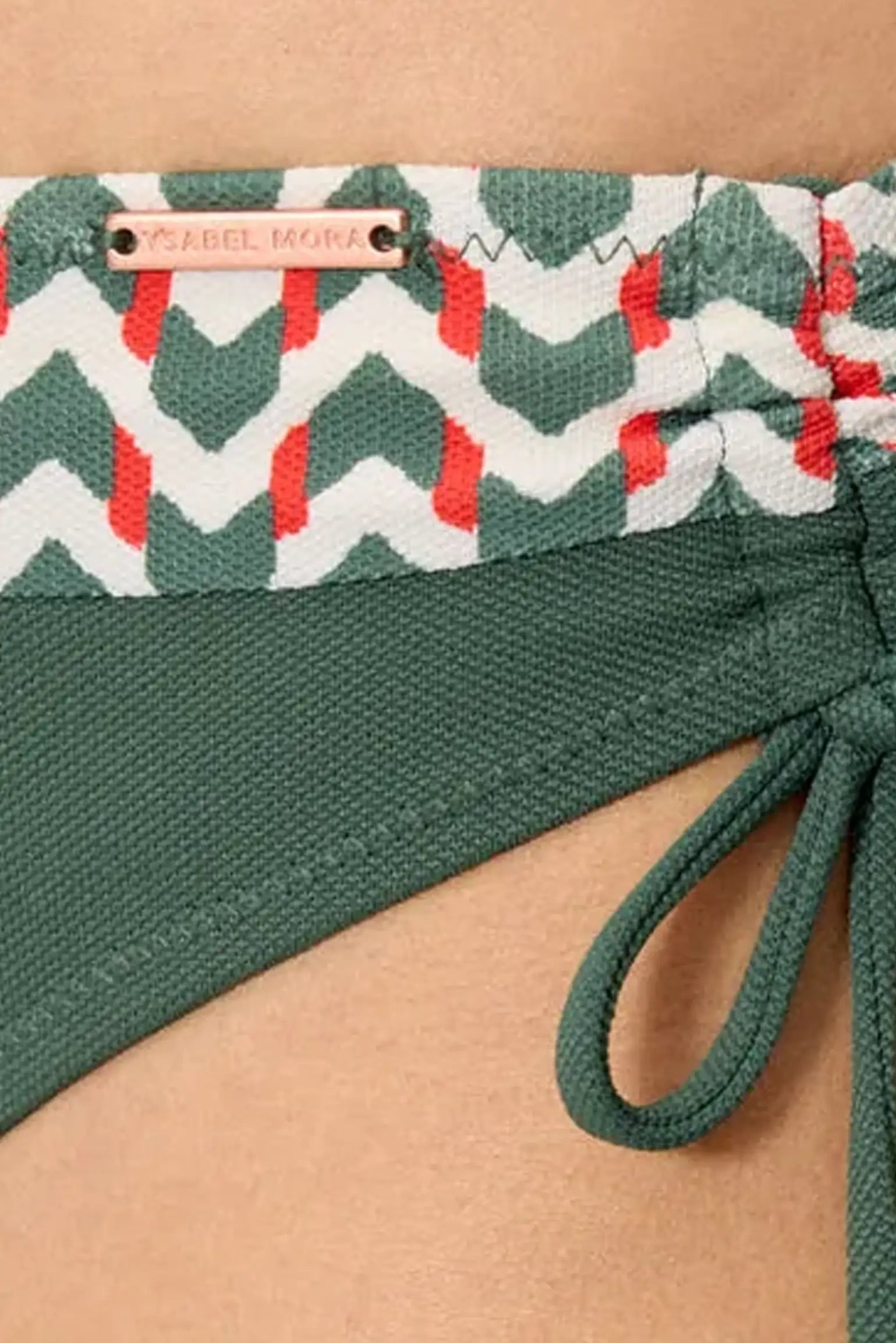 Culotte de bikini midi en micropiqué imprimé vert bouteille