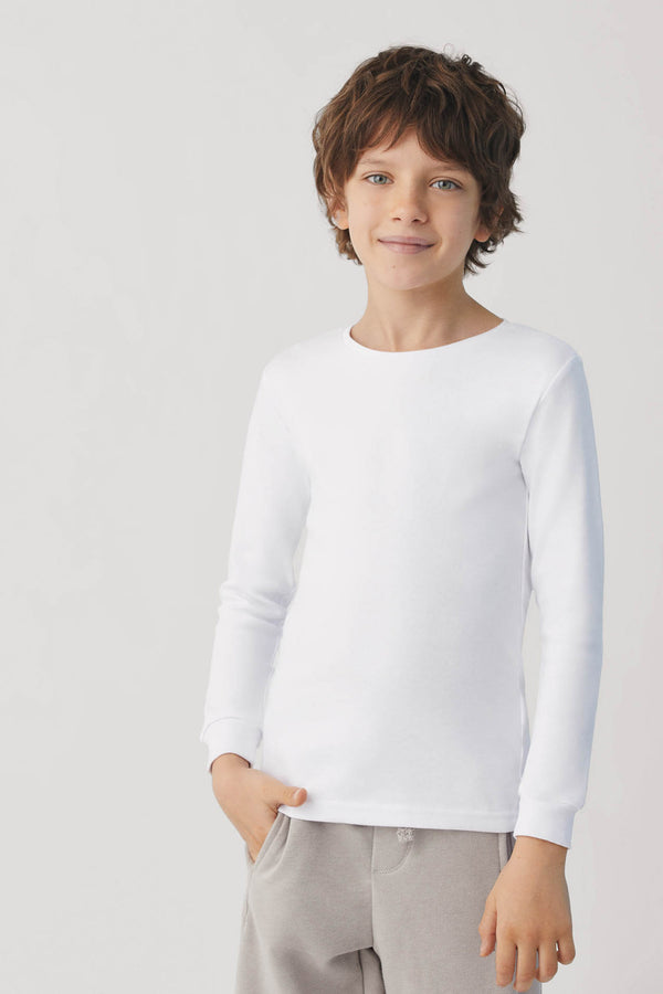 18301 1 camiseta interior infantil manga larga - Blanco