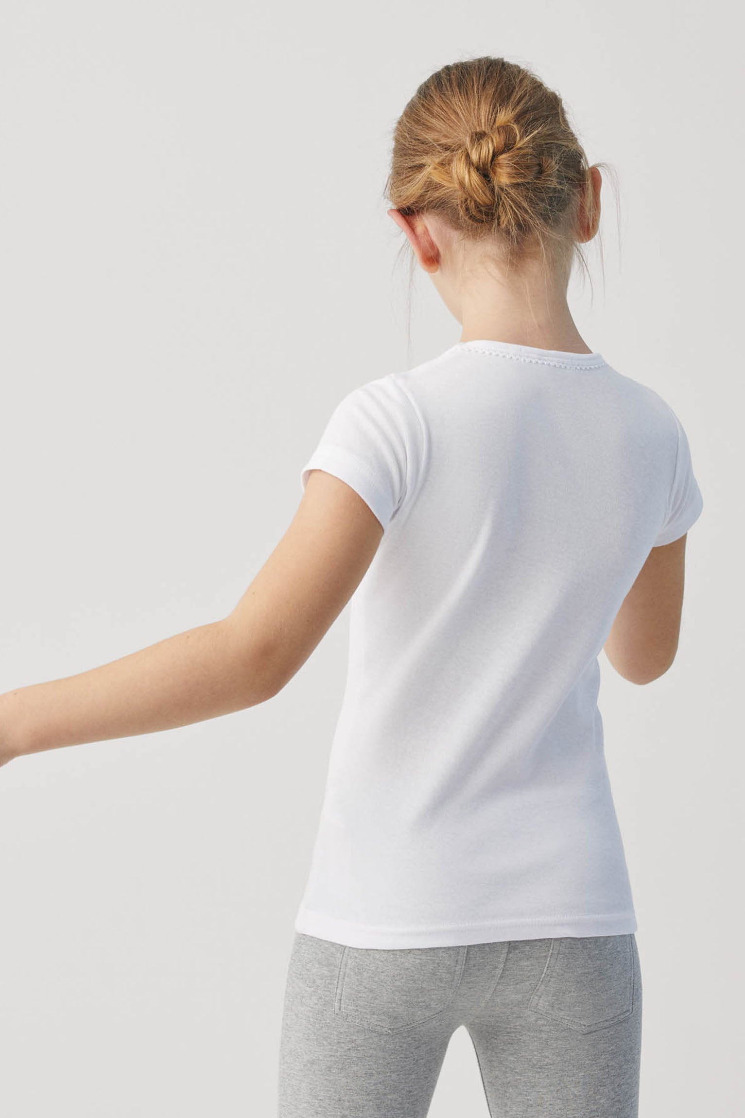 18307 3 camiseta interior niña manga corta - Blanco