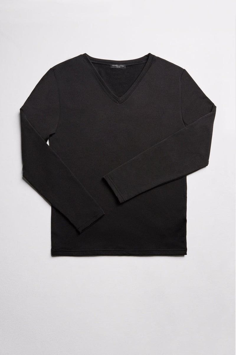 70101 1 camiseta interior termica cuello pico manga larga - Negro